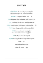 Table of contents for a book on tarot, with chapter titles and page numbers.