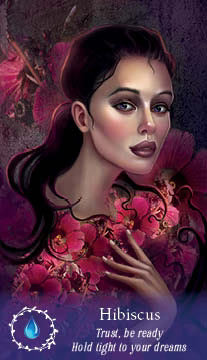 Artistic depiction of a woman with floral elements and text about trust and dreams.