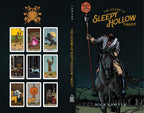 Tarot card set cover with illustrations and text 'The Legend of Sleepy Hollow Tarot' on a dark background.