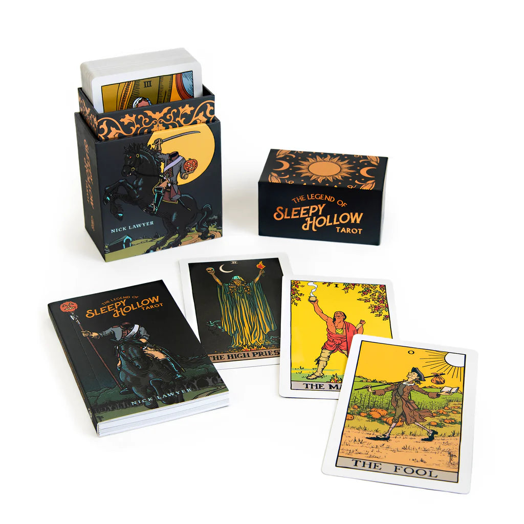 Sleepy Hollow tarot cards with box and cards displayed on a white background
