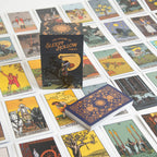 Sleepy Hollow Tarot cards with deck and box on a grid of tarot card illustrations