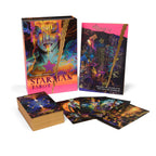 Starman Tarot cards with colorful box and cards on a white background