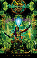 Colorful depiction of a figure in a fantasy setting with intricate designs and vibrant colors.