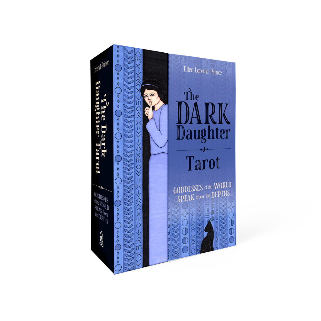 Tarot card box titled 'The Dark Daughter Tarot' on a white background