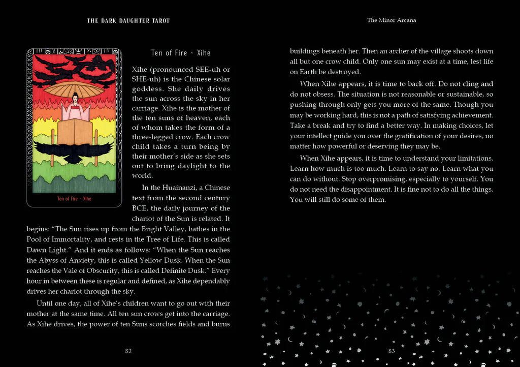 Page from a book with text and an illustration of a woman with a red umbrella.