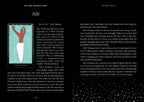 Book page with illustrations and text on a black background