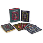 Set of tarot cards with colorful designs on a white background