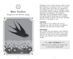 Page from a book featuring a black and white illustration of a barn swallow and text about perspective and positive change.