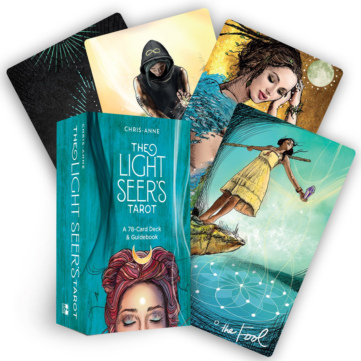 Collection of tarot cards with artistic designs on a white background