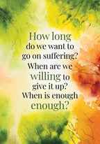 Colorful abstract background with a motivational quote about suffering and giving it up.