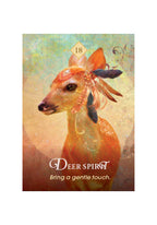 Decorative card with a deer illustration and 'Deer Spirit' text on a colorful background.