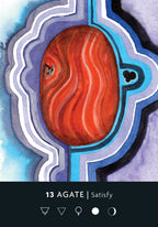 Red agate stone with decorative border on a textured background