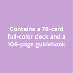 Text on a purple background indicating a 78-card full-color deck and a 108-page guidebook.