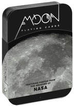 Moon playing cards packaging with NASA reference
