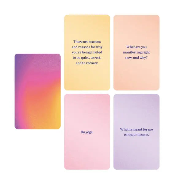 Set of five cards with motivational phrases on a white background