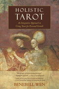 Book cover of 'Holistic Tarot' with two people in classical attire and a decorative background.
