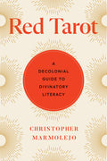Book cover of 'Red Tarot' with red circle and gold sunburst patterns on beige background
