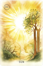 Card with a tree and sun illustration, labeled 'Sun', on a yellow background.