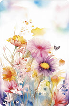 Colorful floral design with butterflies on a watercolor background