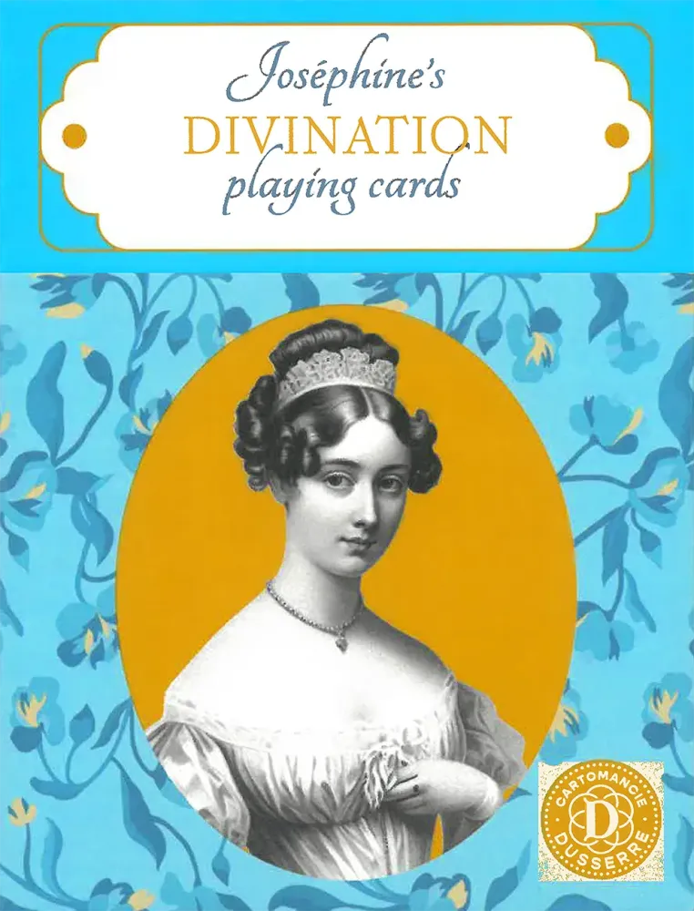 Playing card box with a portrait of a woman and 'Josephine's Divination' text on a blue background.