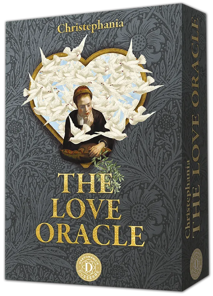 Box for 'The Love Oracle' with decorative design and text