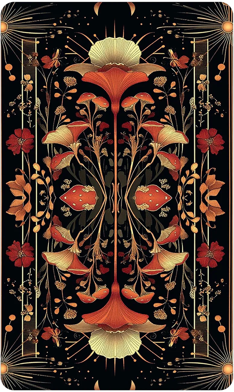 Decorative card with floral design on a black background