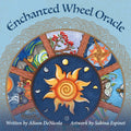 Cover of 'Enchanted Wheel Oracle' with colorful illustrations and a prominent sun design.