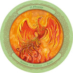 Circular artwork of a phoenix with '15. Phoenix' text on a green border