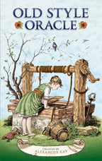 Book cover of 'Old Style Oracle' with a child by a well and trees.