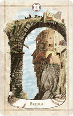 Vintage-style card with a stone bridge and village scene, labeled 'Bridge'.