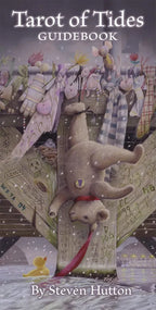 Cover of 'Tarot of Tides Guidebook' by Steven Hutton with a stylized illustration of a teddy bear and various elements.