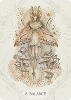 Illustration of a fairy-like figure with '3. Balance' text on a detailed background