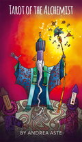 Cover of 'Tarot of the Alchemist' by Andrea Aste with colorful illustration of a figure and symbols.