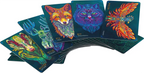 Colorful tarot cards with animal illustrations on a white background