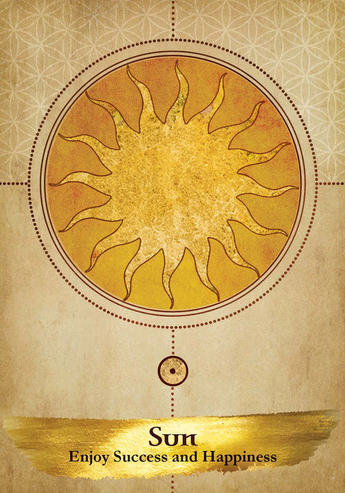 Decorative card with a sun illustration and text on a beige background