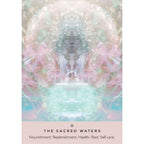 Cover of 'The Sacred Waters' book with a water fountain and floral design.