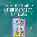 Cat Tarot card box with text 'From the creator of the bestselling Cat Tarot' on a teal background