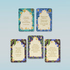Set of five affirmation cards with motivational phrases on a light blue background