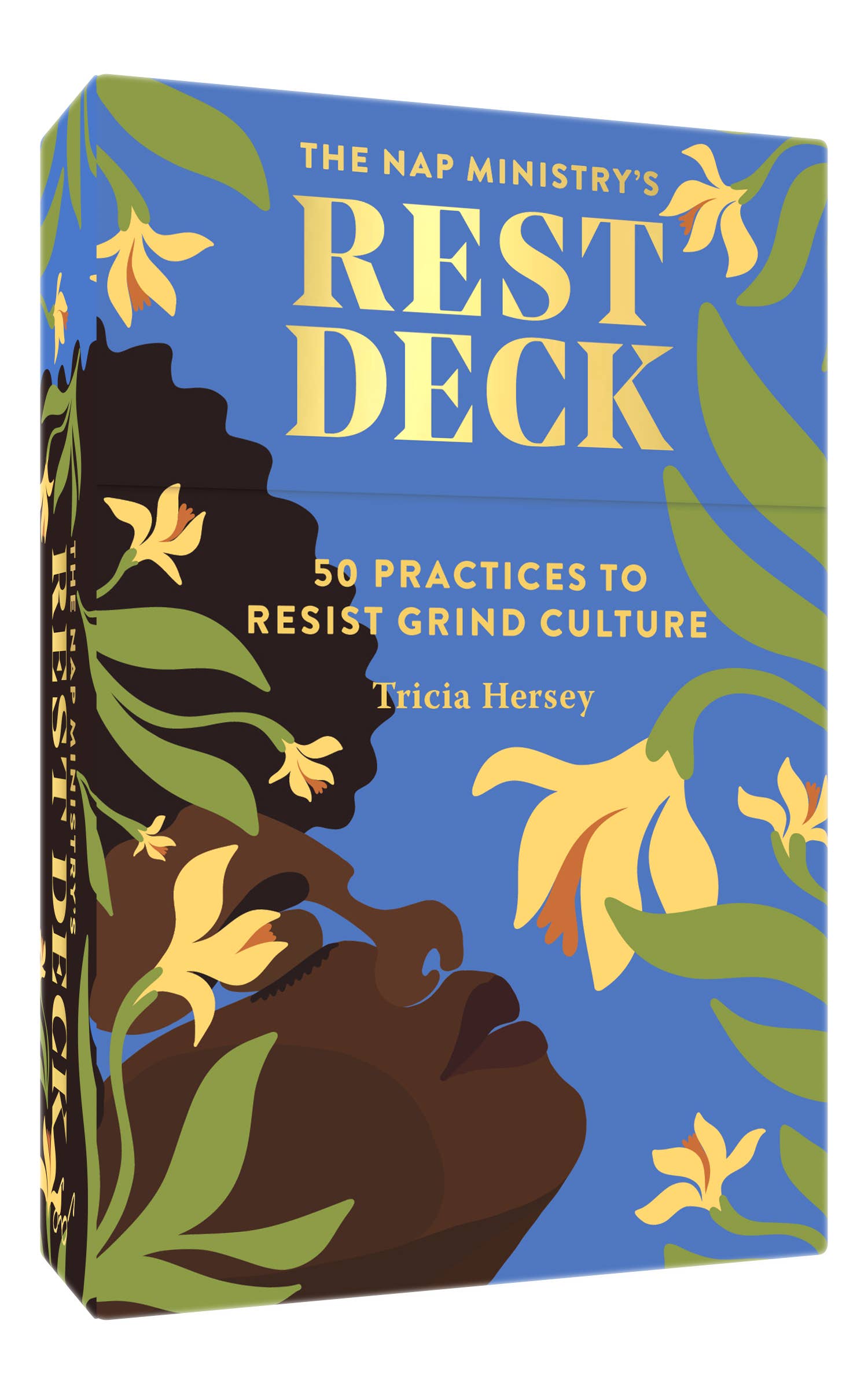 Book cover of 'The Nap Ministry's Rest Deck' with floral design and text.