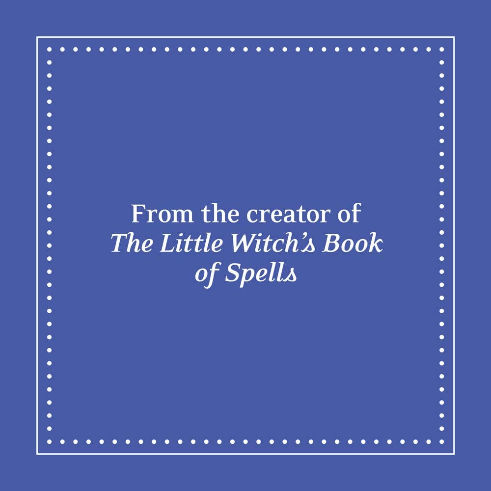 Blue background with white text crediting the creator of 'The Little Witch's Book of Spells'.