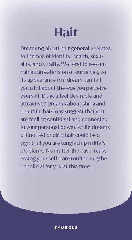 Text explaining the symbolic meaning of hair in dreams on a purple background