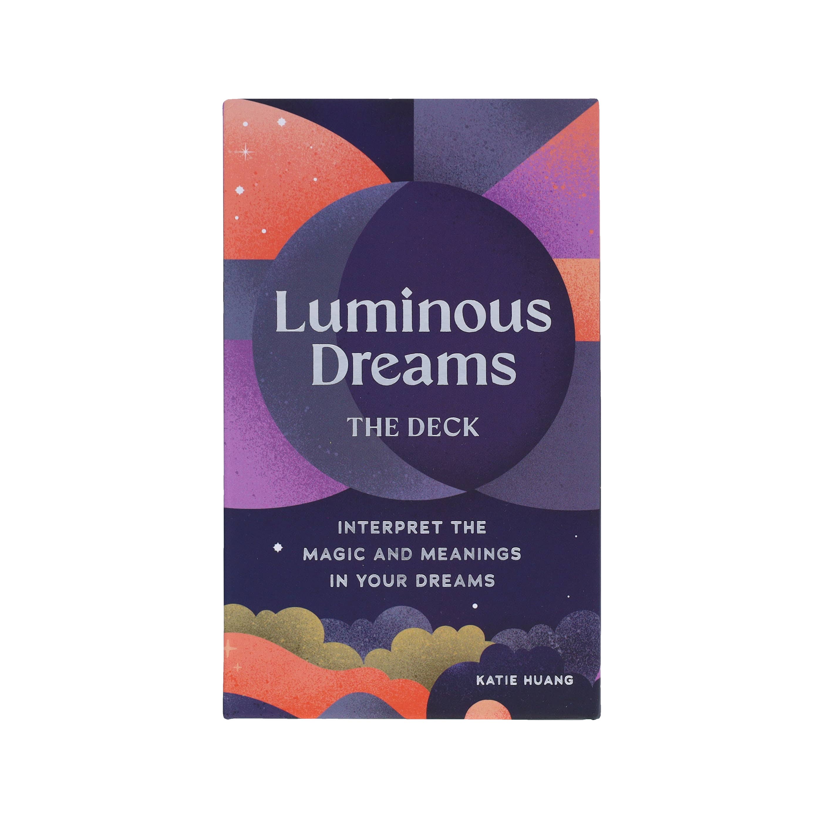 Card deck packaging titled 'Luminous Dreams' with colorful design on a white background