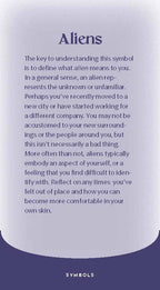 Text explaining the meaning of the symbol 'alien' on a light purple background