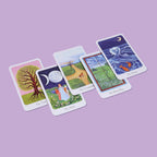 Set of tarot cards on a purple background