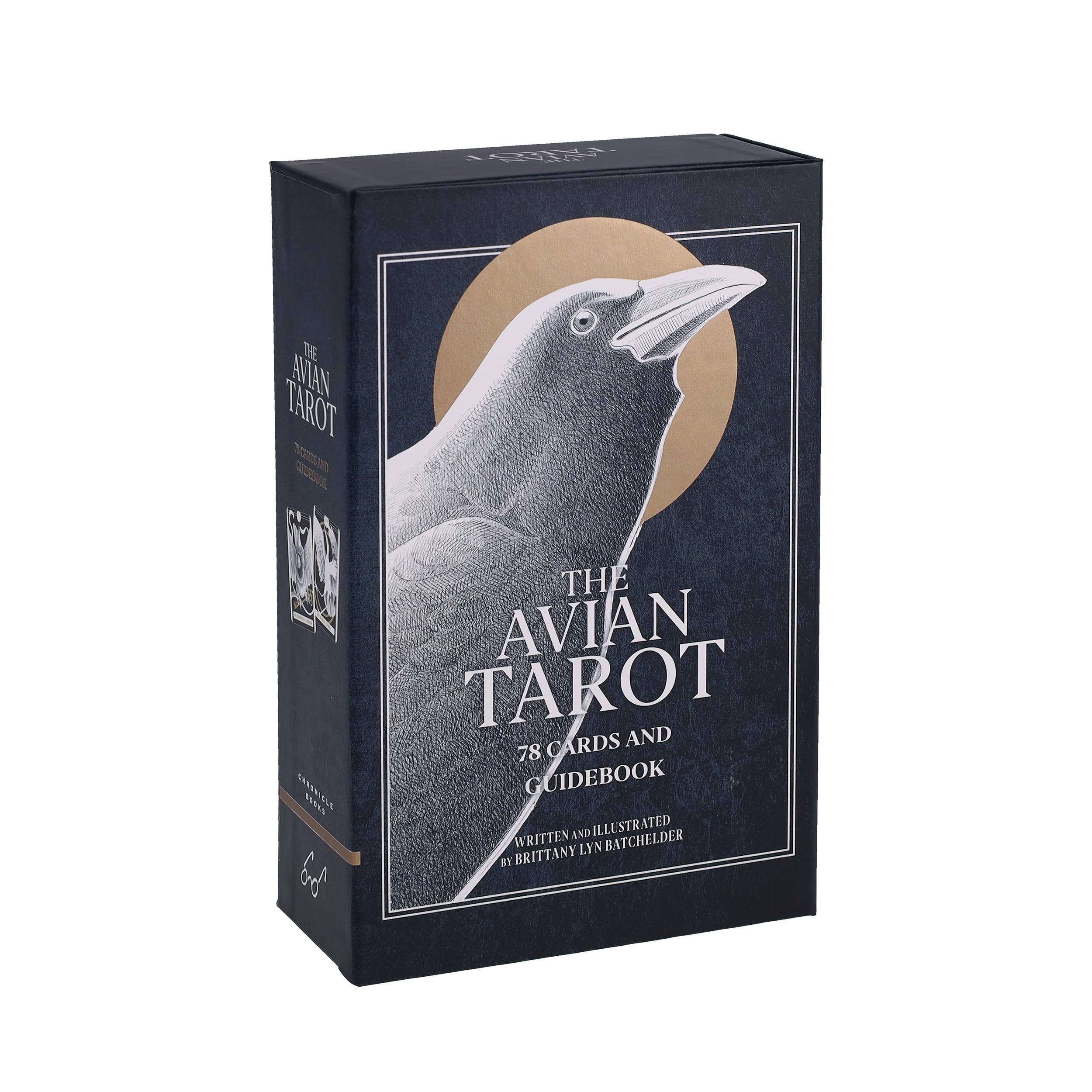 Box of 'The Avian Tarot' with a penguin illustration on a white background