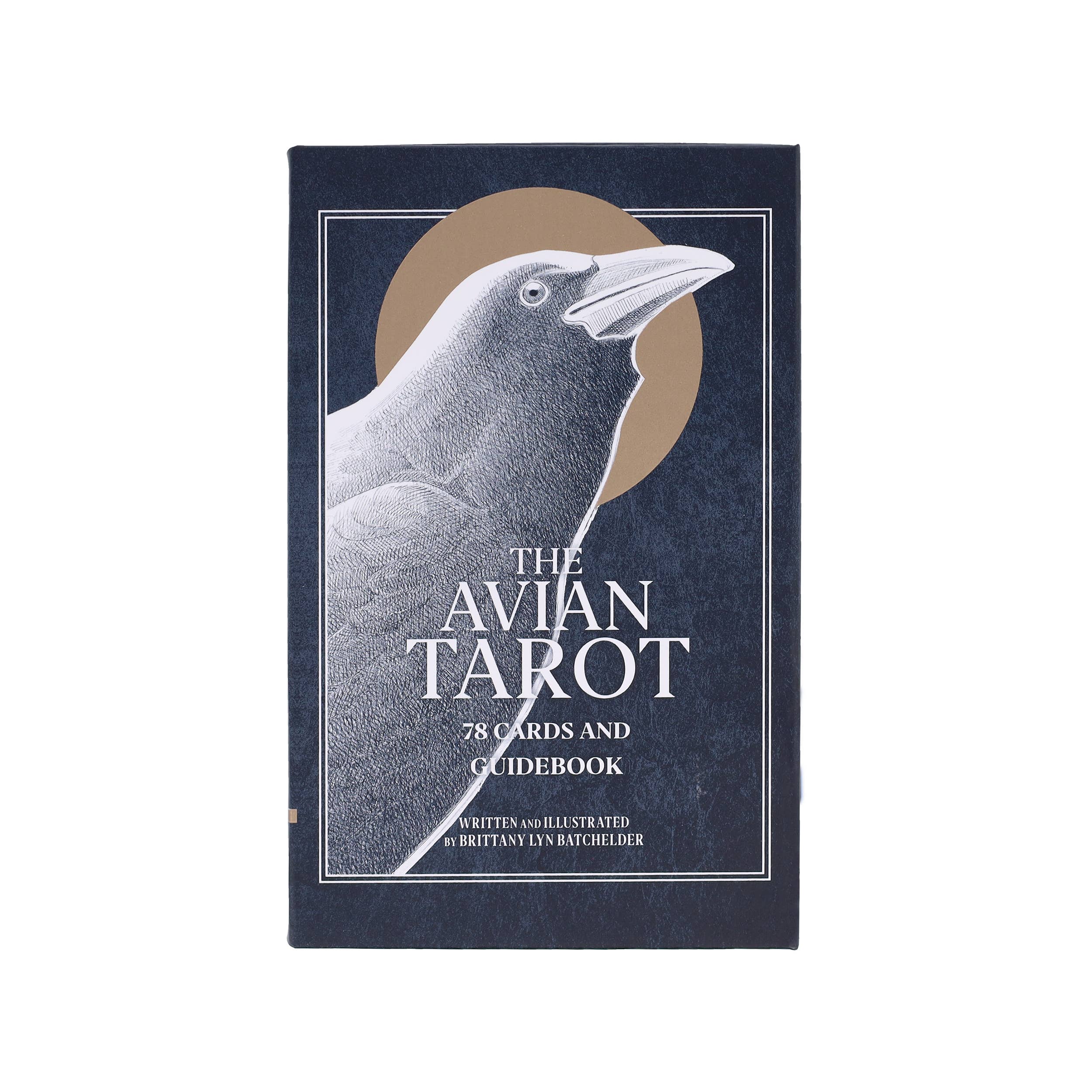 Avian Tarot book cover with a bird illustration on a white background