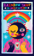 Cover of 'Rainbow Tarot' with a colorful design featuring a face, rainbow, and cards.