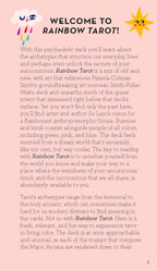 Booklet or manual introduction to Rainbow Tarot with text and colorful graphics on a pink background.