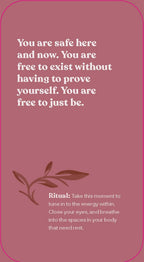 Motivational quote on a pink background with a leaf design.