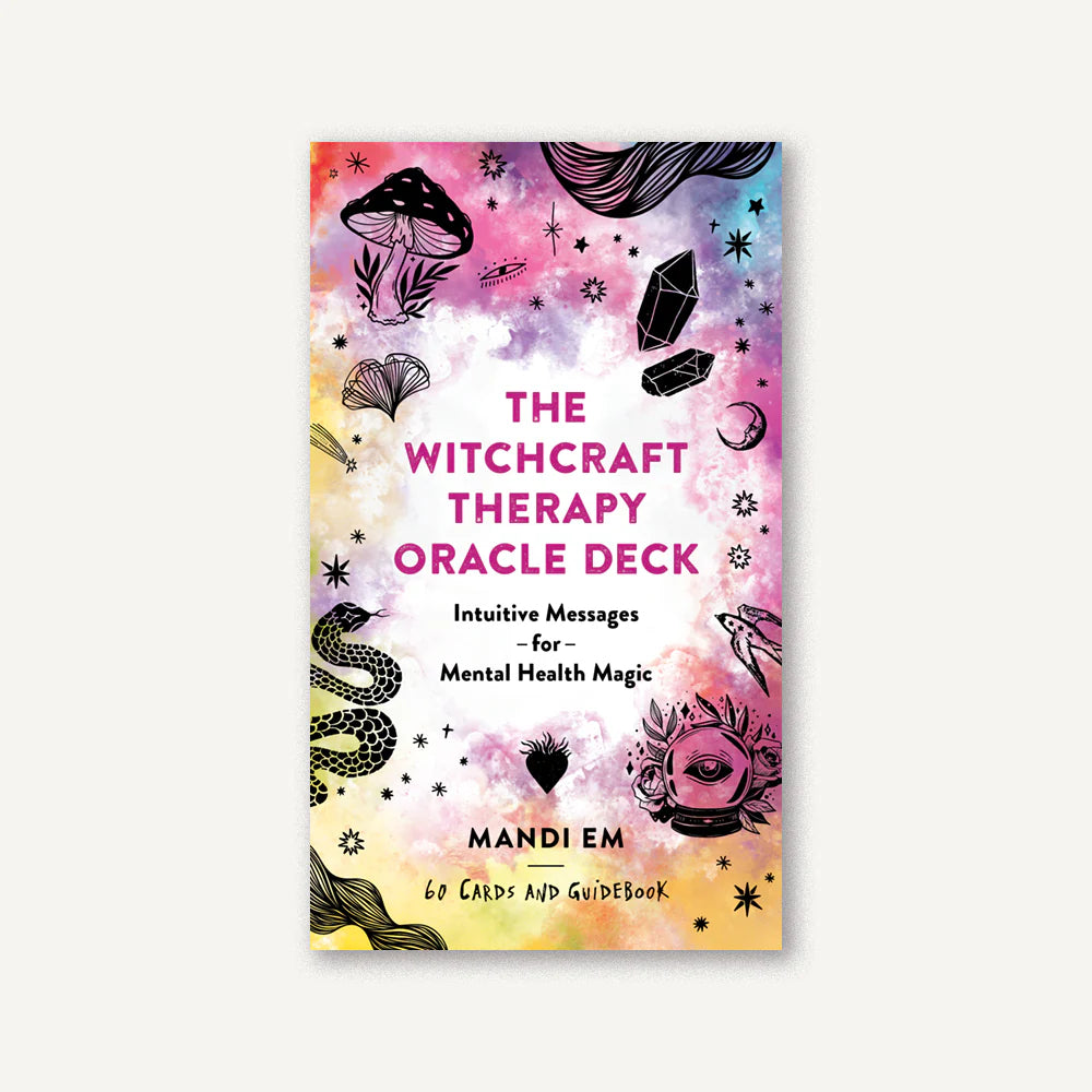 Witchcraft Therapy Oracle Deck cover with colorful design and text on a white background